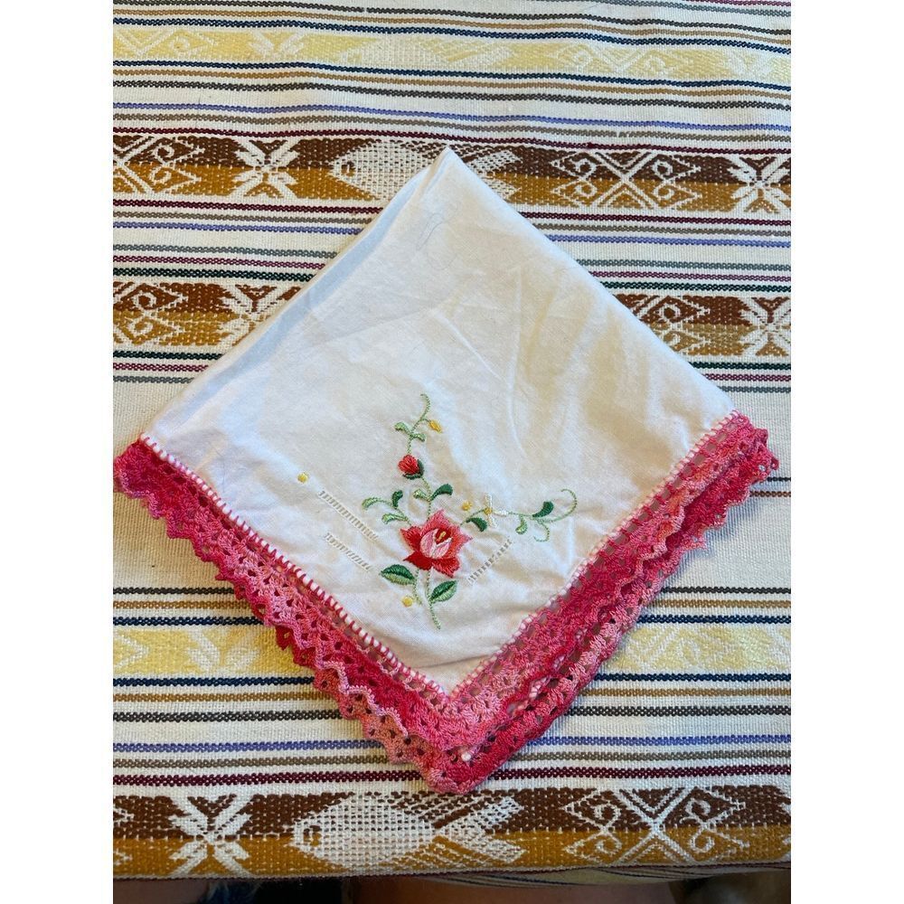 Vintage napkin‎ embroidered flower